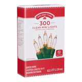 Mini Clear Christmas Lights, 59', 300 Count, Green Wire