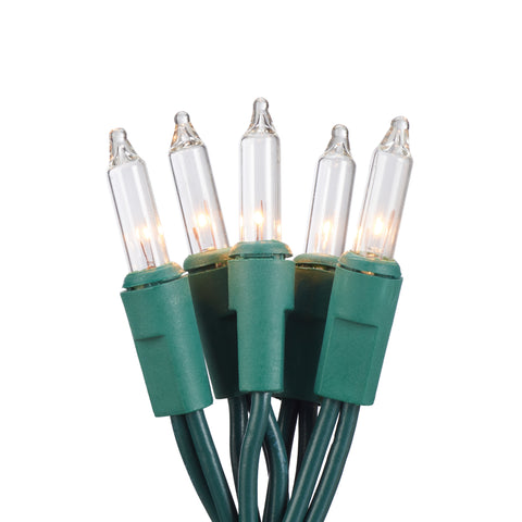 Mini Clear Christmas Lights, 21', 100 Count, Green Wire